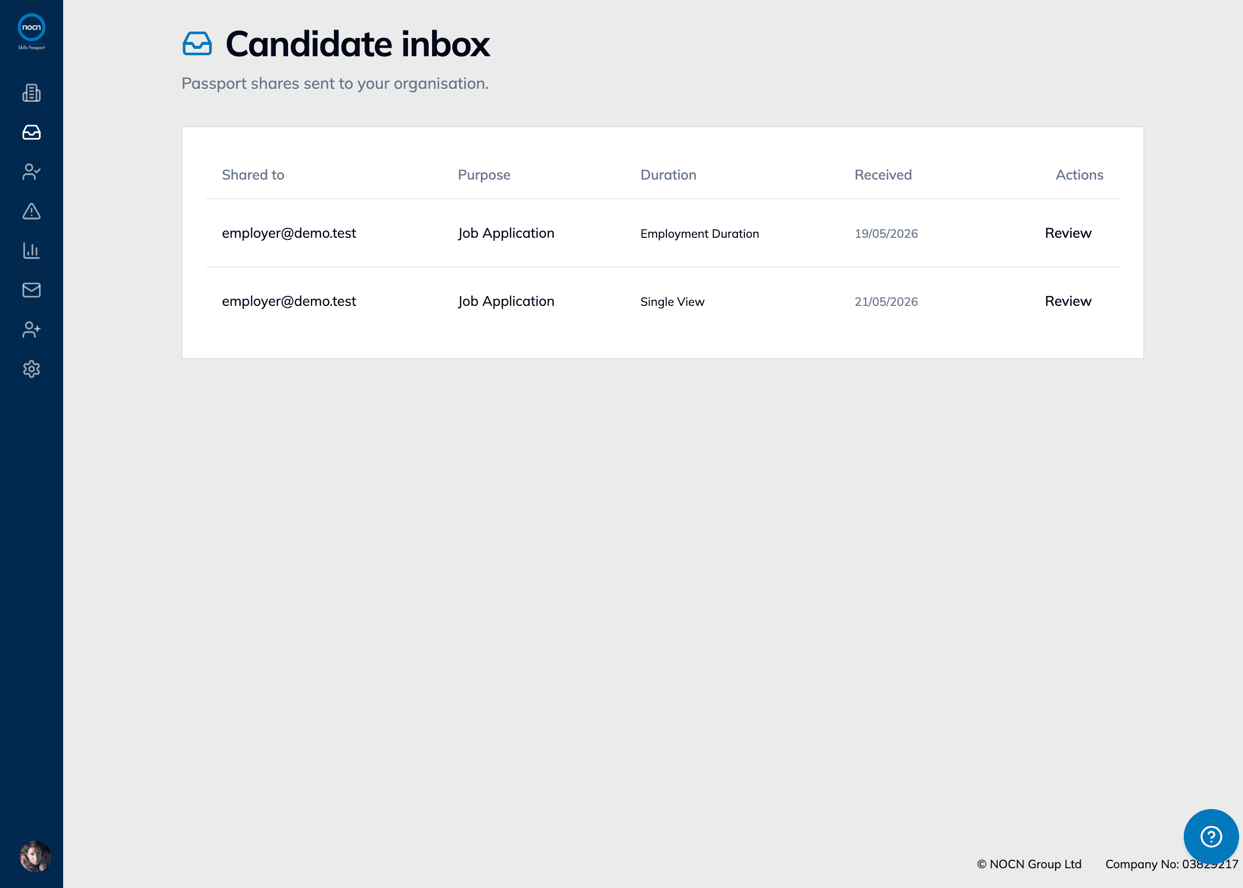 Receive shared records into one inbox